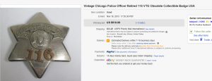 4. Top Badge Sold for $510. on eBay