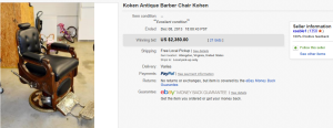 4. Top Furniture Sold for $2,350. on eBay