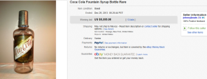 Coca Cola Fountain Syrup Bottle Sold for $5,355.