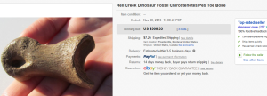 3. Top Fossil Sold for $308.33. on eBay