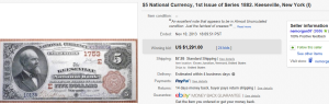 4. Top Currency Sold for $1,291. on eBay