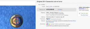 5. Top Error (Worth $) Sold for $3,050. on eBay