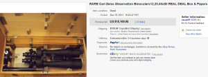 1. Top Binocular Sold for $15,100. on eBay