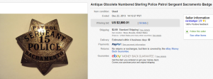 1. Top Badge Sold for $2,800.01. on eBay