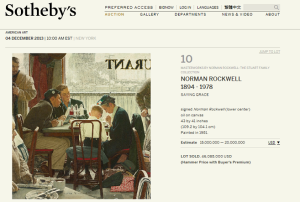 Saying Grace By Norman Rockwell Painting Sold for $46,085,000