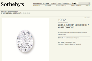 World Auction Record For a White Diamond