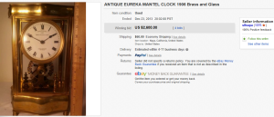 2. Top Clock Sold for $2,600. on eBay