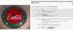 1948 Coca Cola Old Green Thermometer