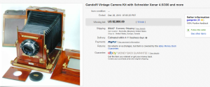 3. Top Camera Sold for $2,800. on eBay