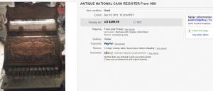4. Top Cash Register Sold for $499.99. on eBay