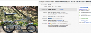 4. Top Bicycle Sold for $1,500. on eBay