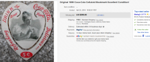 1899 Coca-Cola Celluloid Bookmark