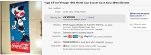 1994 World Cup Soccer Coca-Cola Street Banner