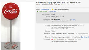 Drink Coca Cola Lollipop Sign