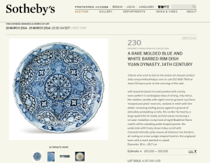Molded Blue And White Barbed Rim Dish Yuan Dynasty, 14th Century 