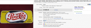 1950 Pepsi Cola Single Dot Porcelain Advertising Sign