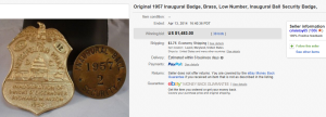 1. Top Badge Sold for $1,483. on eBay