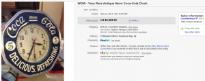 3. Top Coca Cola Sold for $2,905. on eBay