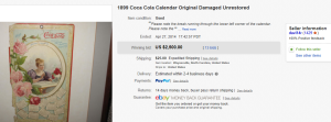 4. Top Coca Cola Sold for $2,500. on eBay