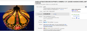1. Most Expensive Lamp Sold for $6,900. on eBay