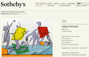 1 Le Sauvetage by Pablo Picasso Sold for $31,525,000.