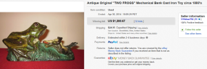 1. Most Expensive Mechanical Bank Sold for $1,280.67. on eBay