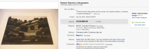 1. Most Expensive Lithograph Sold for $4,550. on eBay