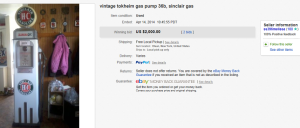 1. Top Gas Pump Sold for $2,000. on eBay