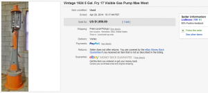 2. Top Gas Pump Sold for $1,950. on eBay