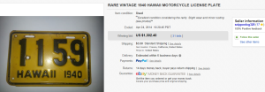 2. Most Expensive License Plate Sold for $1,302.40. on eBay