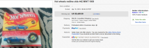 2. Most Expensive Hot Wheel Sold for $2,425. on eBay