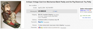 2. Most Expensive Mechanical Bank Sold for $999.99. on eBay