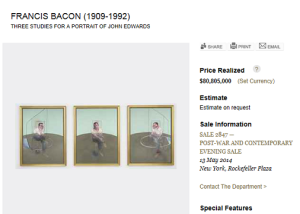  Three Studies for a Portrait of John Edwards  by Francis Bacon Sold for $80,805,000.
