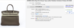 3. Top Hand Bag Sold for $14,995. on eBay