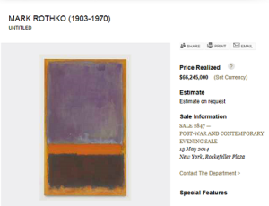 3 Untitled  by Mark Rothko Sold for $66,245,000.