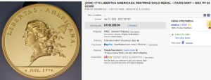 4. Most Expensive Medal Sold for $3,209. on eBay