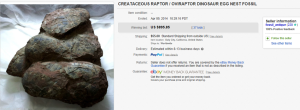 4. Top Dinosaur & Fossil Sold for $895.85. on eBay