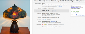 4. Most Expensive Lamp Sold for $2,653.88. on eBay