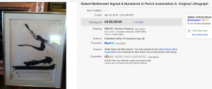 4. Most Expensive Lithograph Sold for $2,325. on eBay