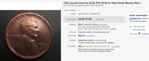 5. Top Error Sold for $2,177.52. on eBay