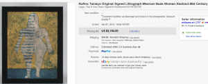 5. Most Expensive Lithograph Sold for $2,194. on eBay