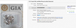 7.01 Carat GIA certified Round white Diamond