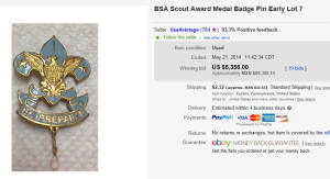 2. Top Badge Sold for $5,356. on eBay