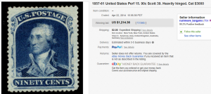 3. Top Stamp Sold for $1,214.36. on eBay