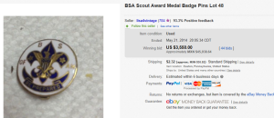 3. Top Badge Sold for $3,550. on eBay