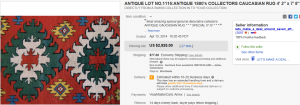 4. Top Rug & Blanket Sold for $22,925. on eBay