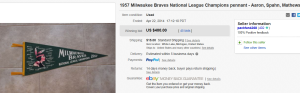 4. Most Expensive Pennant Sold for $400. on eBay 