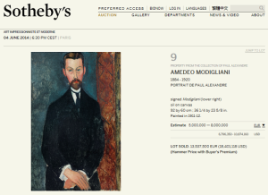 4 Portrait De Paul Alexandre By Amedeo Modigliani Sold For $18,401,118