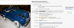 4. Most Expensive Pedal Car Sold for $1,500. on eBay 