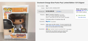 5 Clockwork Orange Glow Funko Pop Limited Edition